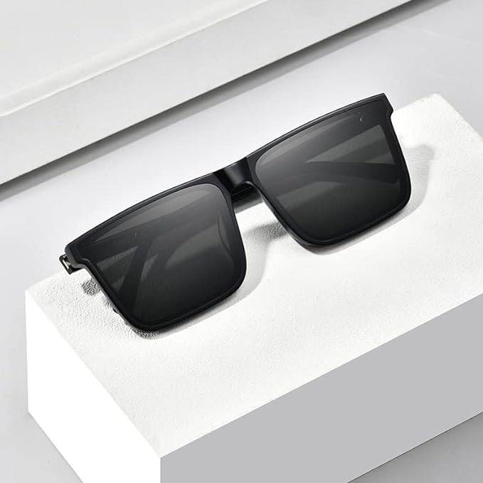 Classic Matte Black Square Sunglasses for Men - Premium UV Protection