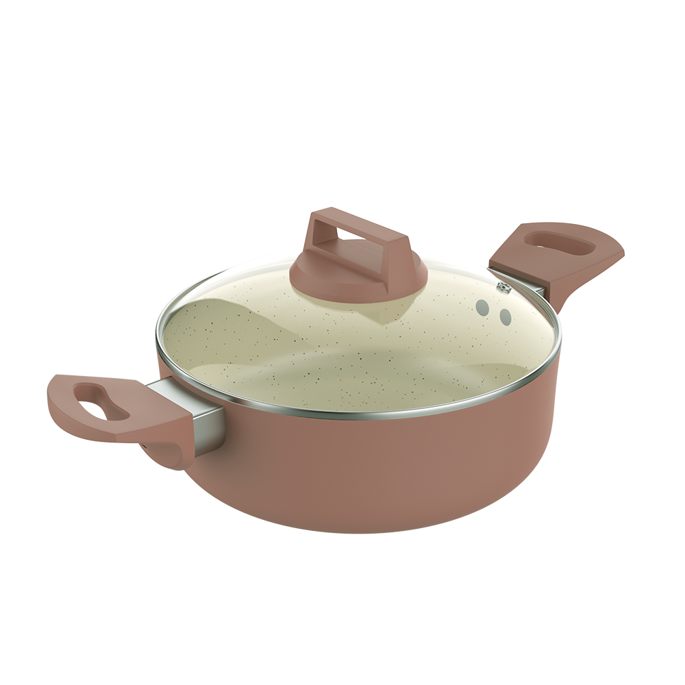 JNK-24GL Premium Ceramic Non-Stick Casserole with Glass Lid - Orange