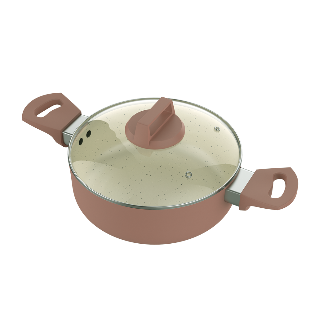 JNK-24GL Premium Ceramic Non-Stick Casserole with Glass Lid - Orange