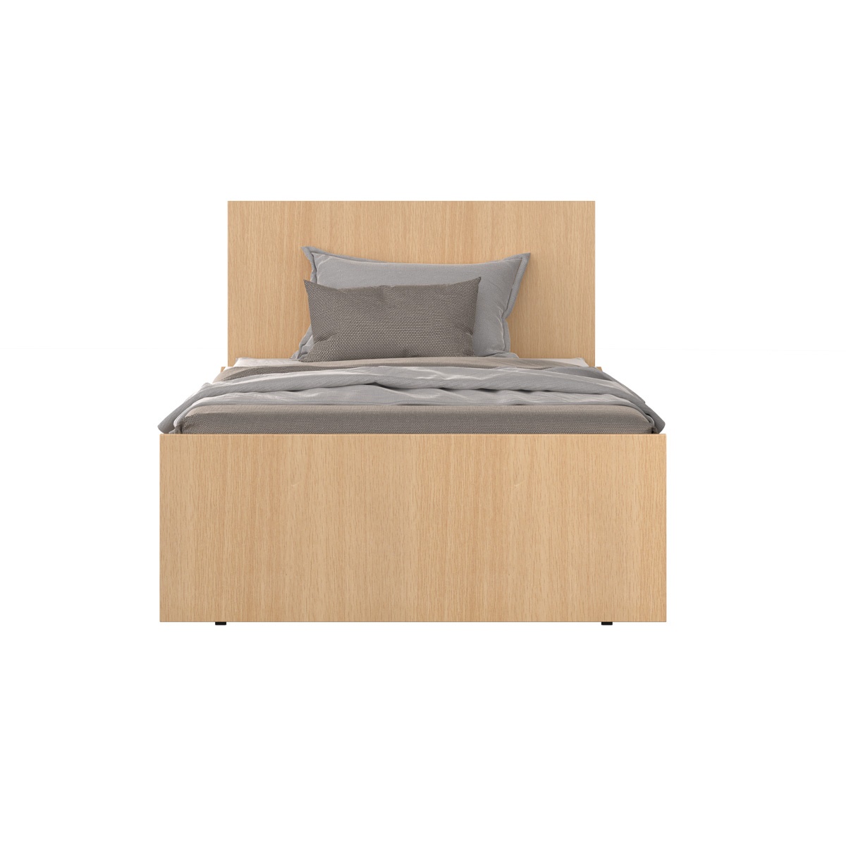Modern Minimalist Single Wooden Bed - Light Oak Finish