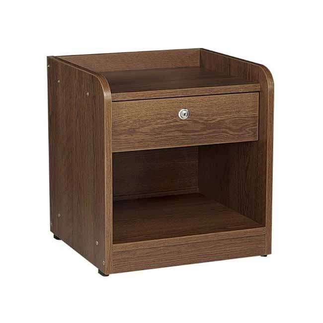 Regal Compact Laminated Bedside Table with Security Lock - Dark Oak Finish
