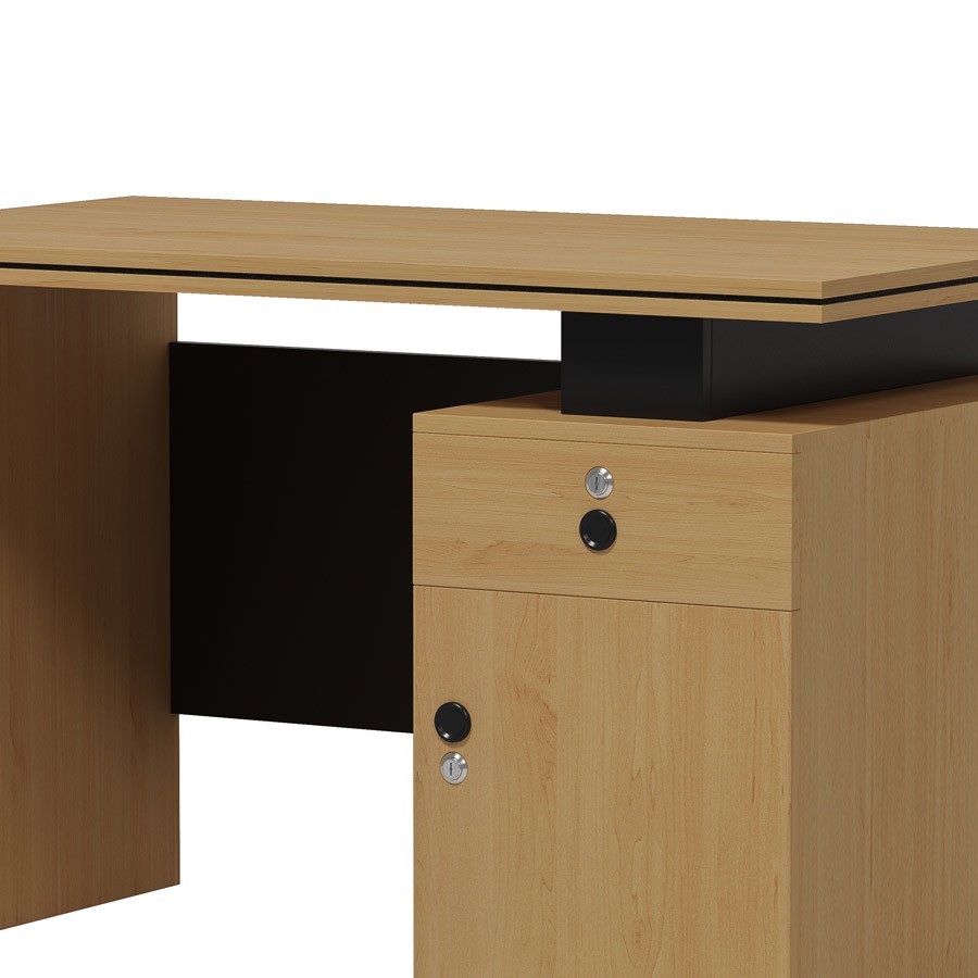 Regal Furniture Premium Executive Office Desk with Built-in Side Drawer & Cabinet