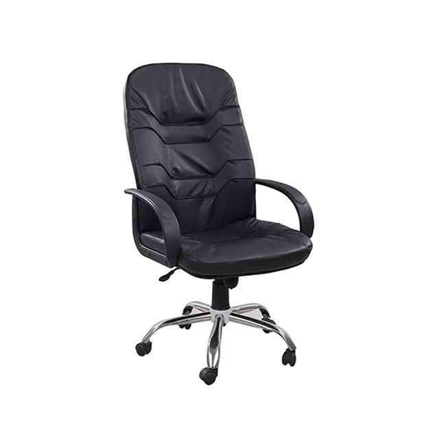 Regal Furniture Premium Mid-Back Executive Revolving Chair - Ergonomic Black Leather Office Chair
