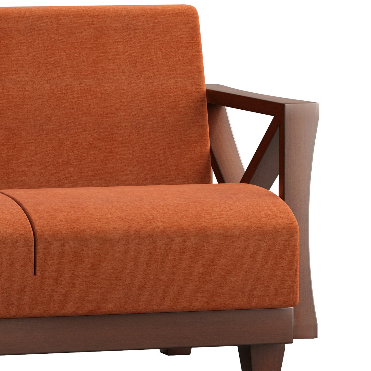 Regal Premium 2-Seater Wooden Sofa with Fabric Upholstery - Terracotta