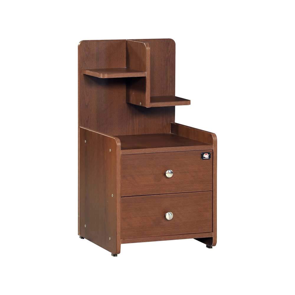 Regal Premium Multi-Tier Bedside Table with Dual Drawers - Antique Oak